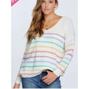 🩷💚💛NWT Davi & Dani Ivory Striped Print Oversized Cozy Sweater Sizes 1X